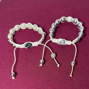 Joseph Nogucci Pair of‎ Glitter glam Embellished Ball Rope Slide Bracelets